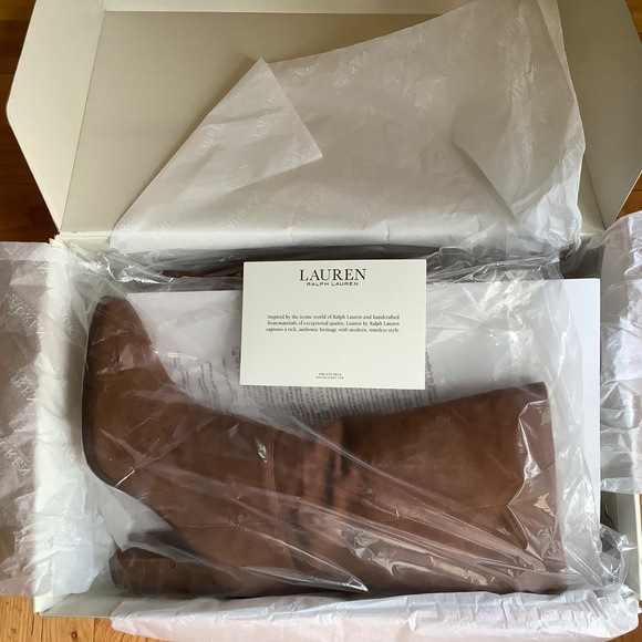 Ralph Lauren Artizan II Suede Heeled Boot Brown Kidsuede SZ 10 - Picture 16 of 16